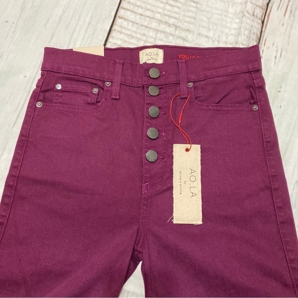 AO.LA by Alice + Olivia high rise skinny jeans in purple (currant) Size 29 NWT - Picture 4 of 16